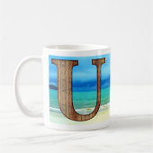 Mug Lettre initiale en bois U Beach Ocean Scene (Gauche)