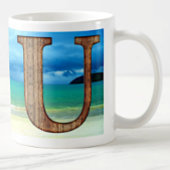 Mug Lettre initiale en bois U Beach Ocean Scene