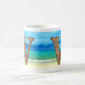 Mug Lettre initiale en bois W Beach Ocean Scene (Centre)
