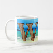 Mug Lettre initiale en bois W Beach Ocean Scene (Gauche)