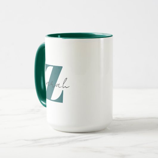 Mug Lettre initiale et nom | Monogramme Moderne (Devant gauche)