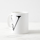 Mug lettre initiale florale botanique V Monogramme V (Devant gauche)