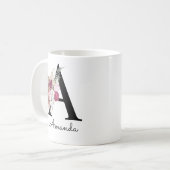 Mug Lettre initiale florale rose moderne A  (Devant gauche)
