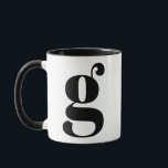 MUG LETTRE INITIALE G NOIR ET BLANC<br><div class="desc">Joli monogramme g moderne en noir et blanc. Si votre lettre préférée ne fonctionne pas sur cette tasse,  s'il vous plaît voir la collection de tasse monogramme pour la lettre que vous voulez ou contactez-moi.</div>