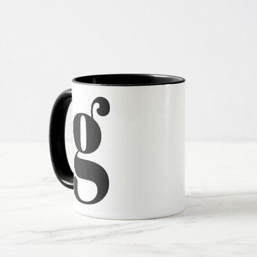 MUG LETTRE INITIALE G NOIR ET BLANC (Devant gauche)