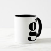 MUG LETTRE INITIALE G NOIR ET BLANC (Devant droit)