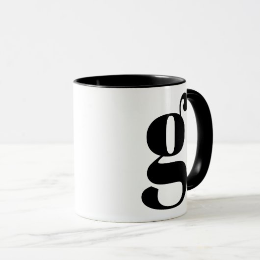 MUG LETTRE INITIALE G NOIR ET BLANC (Devant droit)
