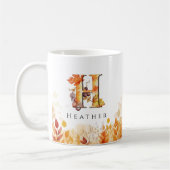 Mug Lettre initiale H Feuilles automnales Monogrammes (Gauche)