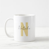 Mug LETTRE INITIALE Jaune Élégante Nom simple Monogram (Gauche)