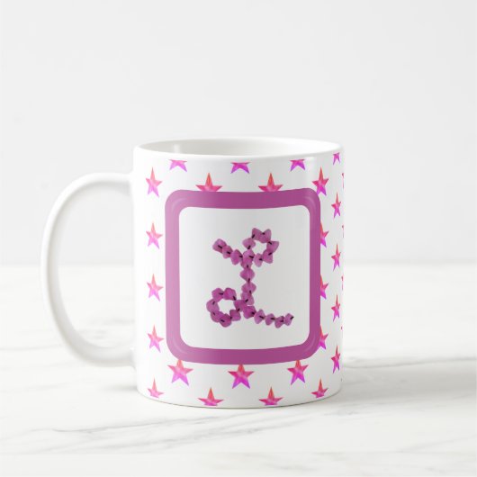 Mug LETTRE INITIALE L ÉTOILES Fleur rose (Gauche)