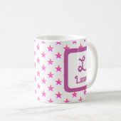 Mug LETTRE INITIALE L ÉTOILES Fleur rose Monogramme (Devant droit)