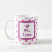 Mug LETTRE INITIALE L ÉTOILES Fleur rose Monogramme (Gauche)