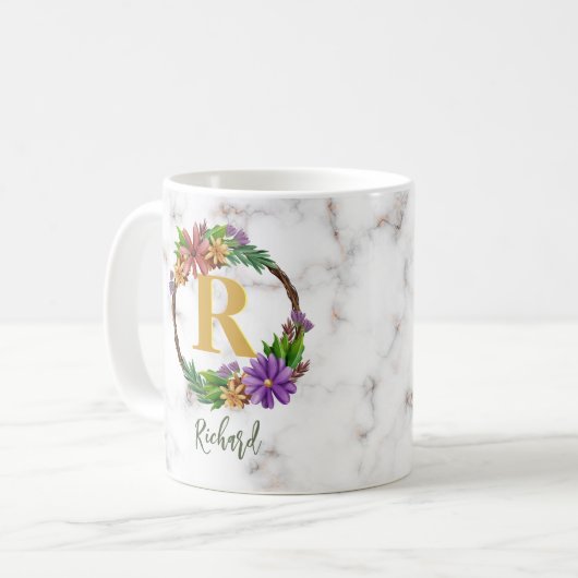 Mug Lettre initiale Lettre initiale Monogramme Nom Mar (Devant gauche)