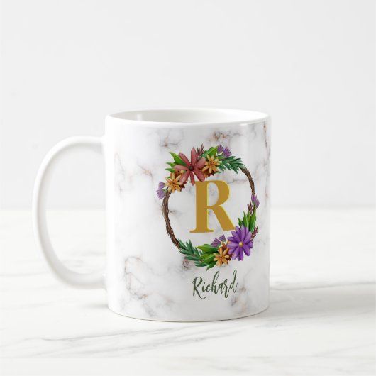 Mug Lettre initiale Lettre initiale Monogramme Nom Mar (Gauche)