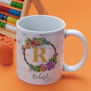 Mug Lettre initiale Lettre initiale Monogramme Nom Mar