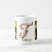 Mug Lettre initiale luxe cursive or blanc T+ 2 PHOTO (Centre)