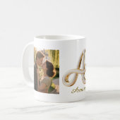 Mug Lettre initiale luxe en cursive or blanc A + 2 PHO (Devant gauche)