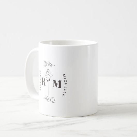 Mug LETTRE INITIALE MINIMALE Nom du monogramme Café co (Devant gauche)