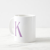 Mug Lettre initiale moderne Lavande Monogramme (Devant gauche)
