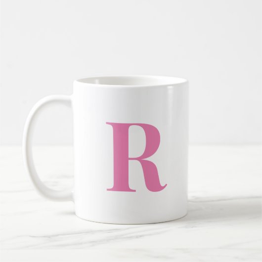 Mug Lettre initiale moderne Monogramme rose personnali (Gauche)