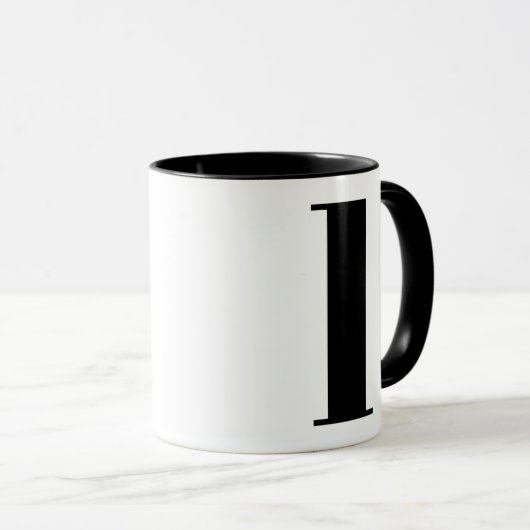 MUG LETTRE INITIALE MONÂTRE MODÈLE L NOIR ET BLANC (Devant droit)