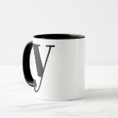 MUG LETTRE INITIALE MONÂTRE MODÈLE NOIR ET BLANC (Devant gauche)
