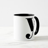 MUG LETTRE INITIALE MONÂTRE MODÈLE NOIR ET BLANC (Devant droit)