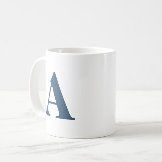 Mug Lettre Initiale Monogramme Moderne Design Bleu Cos (Devant gauche)