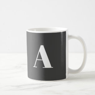 Mug LETTRE initiale monogramme moderne gris foncé