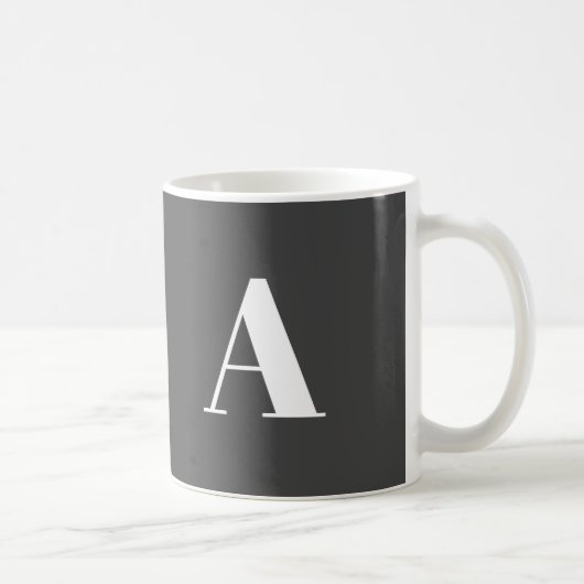 Mug LETTRE initiale monogramme moderne gris foncé (Droite)