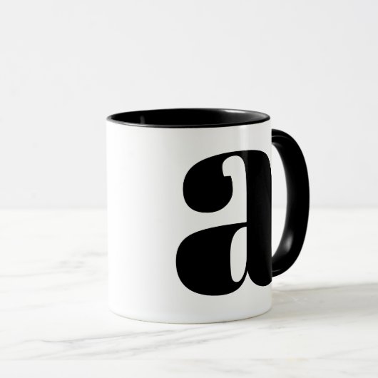 Mug Lettre initiale Monogramme moderne Noir et blanc A (Devant droit)
