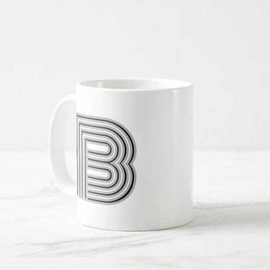 Mug Lettre initiale Monogramme Noir Blanc Moderne Desi (Devant gauche)
