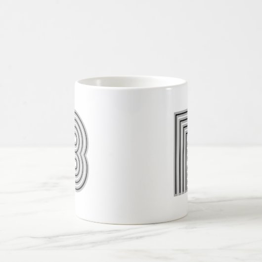 Mug Lettre initiale Monogramme Noir Blanc Moderne Desi (Centre)