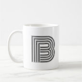 Mug Lettre initiale Monogramme Noir Blanc Moderne Desi (Gauche)