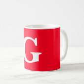 Mug Lettre initiale Monogramme Rouge Blanc Plaine Simp (Devant droit)
