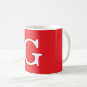 Mug Lettre initiale monogramme rouge blanc simple (Devant droit)