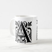 Mug Lettre initiale Monogramme - style de coupe de pap (Devant gauche)