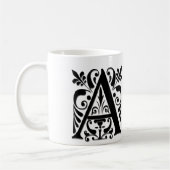 Mug Lettre initiale Monogramme - style de coupe de pap (Gauche)