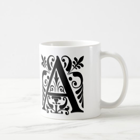 Mug Lettre initiale Monogramme - style de coupe de pap (Droite)