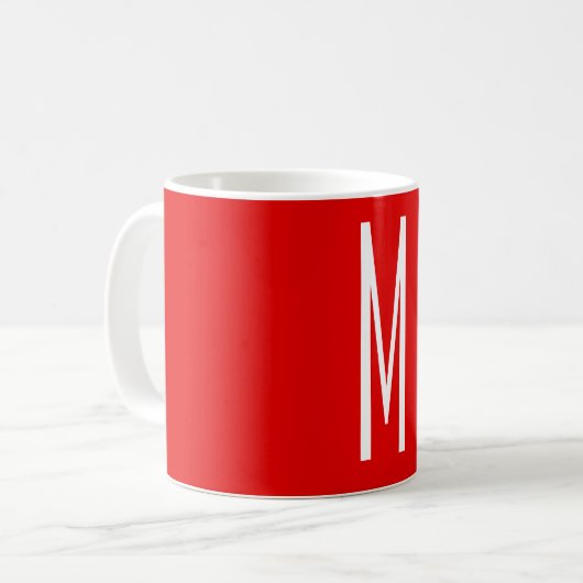 Mug Lettre initiale Monogramme Style moderne Rouge Bla (Devant gauche)