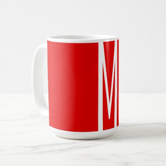 Mug Lettre initiale Monogramme Style moderne Rouge Bla (Devant gauche)