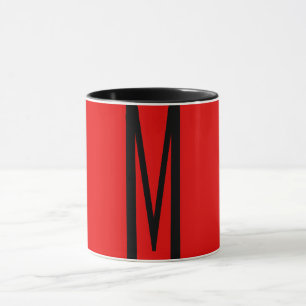 Mug Lettre initiale Monogramme Style moderne Rouge Noi