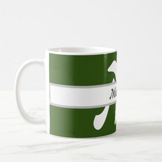 Mug Lettre initiale Monogramme Vert Nom personnalisé (Gauche)