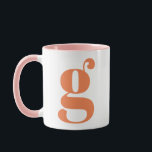 MUG LETTRE INITIALE MONOGRAPHIQUE MODÈLE ORIGINALE ROS<br><div class="desc">Joli monogramme moderne avec la lettre de votre choix,  en rose et orange.</div>