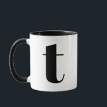 Mug LETTRE INITIALE MONOGRAPHIQUE Moderne T Noir et Bl<br><div class="desc">Joli moderne à monogramme en noir et blanc. Si votre lettre préférée ne fonctionne pas sur cette tasse,  s'il vous plaît voir la collection de tasse monogramme pour la lettre que vous voulez ou contactez-moi.</div>