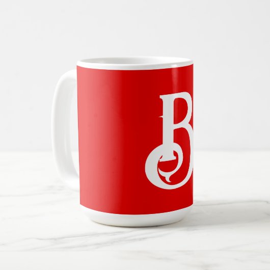 Mug LETTRE INITIALE MONOMOBILE ROUGE BLANC Classique (Devant gauche)