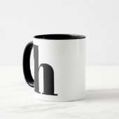 MUG LETTRE INITIALE MOYENNE H NOIR ET BLANC (Devant gauche)