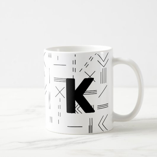 Mug LETTRE INITIALE NEUVE BLANCHE MONOGRAPHIQUE Géomét (Droite)