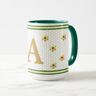 Mug Lettre initiale personnalisée   Chic Gold Daisy Ho