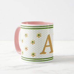 Mug Lettre initiale personnalisée   Chic Gold Daisy Ho